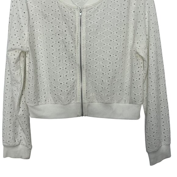 Knitworks Eyelet Zip-Up Jacket Girls  Size 16 White Plus Size Front Zipper - Picture 5 of 10